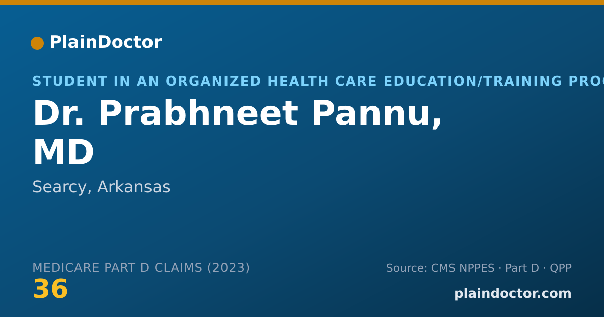 Shareable card for Prabhneet Pannu, MD - Student in an Organized Health Care Education/Training Program, Searcy, AR