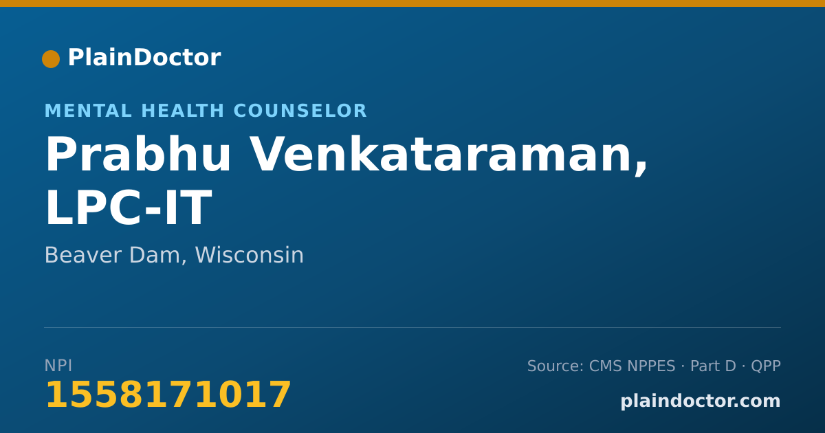 Shareable card for Prabhu Venkataraman, LPC-IT - Mental Health Counselor, Beaver Dam, WI