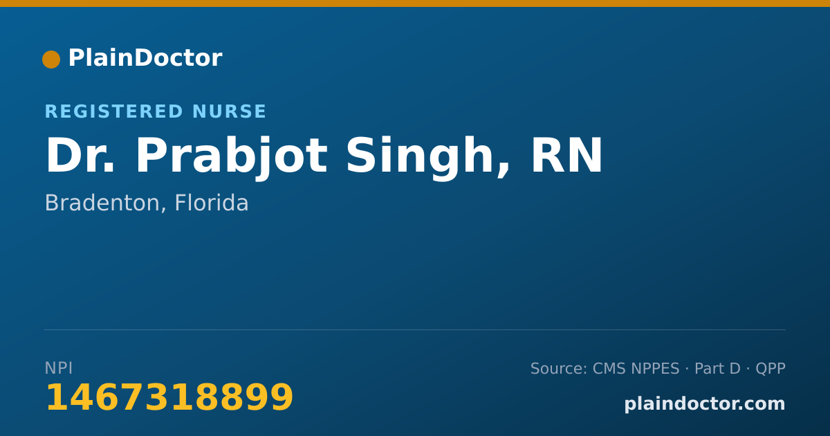 Shareable card for Prabjot Singh, RN - Registered Nurse, Bradenton, FL