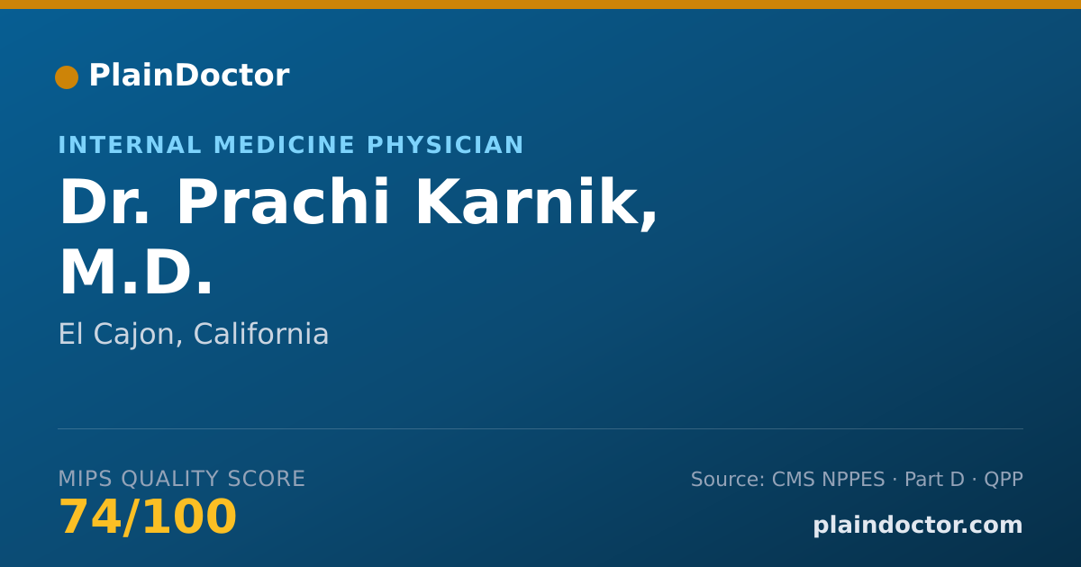 Shareable card for Prachi Karnik, M.D. - Internal Medicine Physician, El Cajon, CA