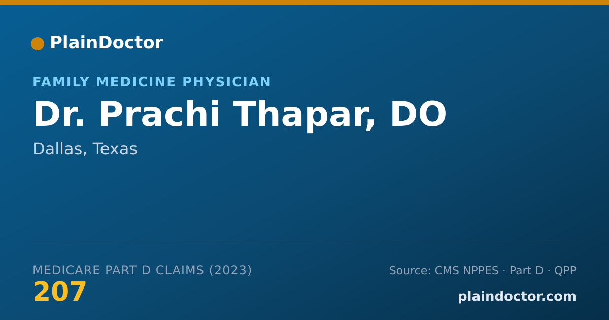 Shareable card for Prachi Thapar, DO - Family Medicine Physician, Dallas, TX