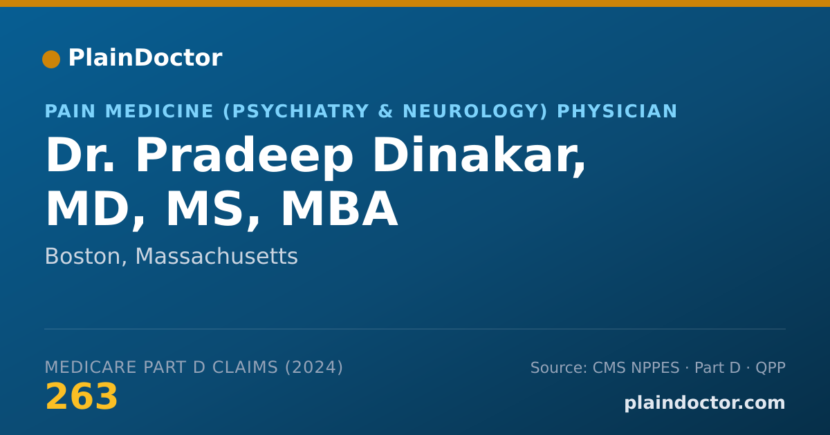 Shareable card for Pradeep Dinakar, MD, MS, MBA - Pain Medicine (Psychiatry & Neurology) Physician, Boston, MA