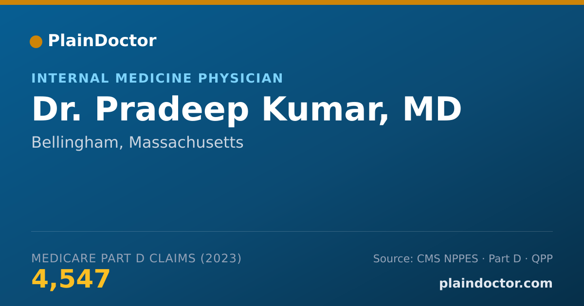 Shareable card for Pradeep Kumar, MD - Internal Medicine Physician, Bellingham, MA