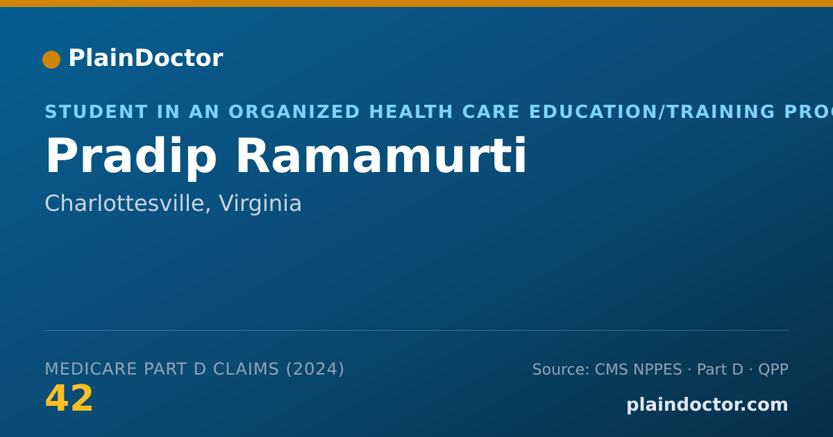 Shareable card for Pradip Ramamurti - Student in an Organized Health Care Education/Training Program, Charlottesville, VA