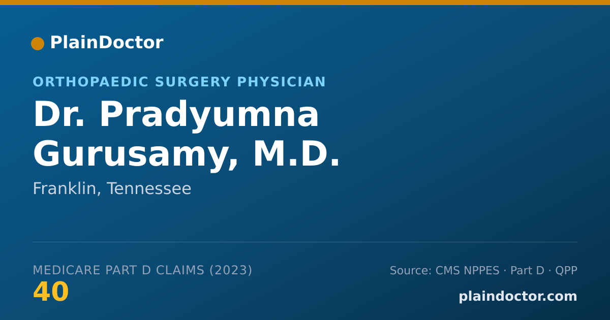 Shareable card for Pradyumna Gurusamy, M.D. - Orthopaedic Surgery Physician, Franklin, TN