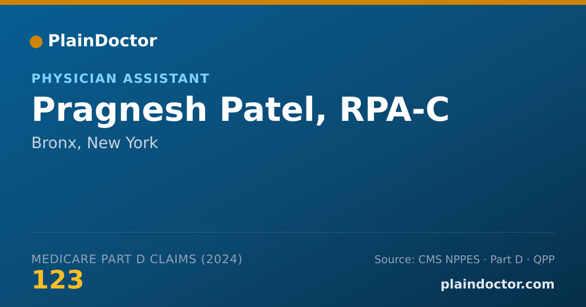 Shareable card for Pragnesh Patel, RPA-C - Physician Assistant, Bronx, NY