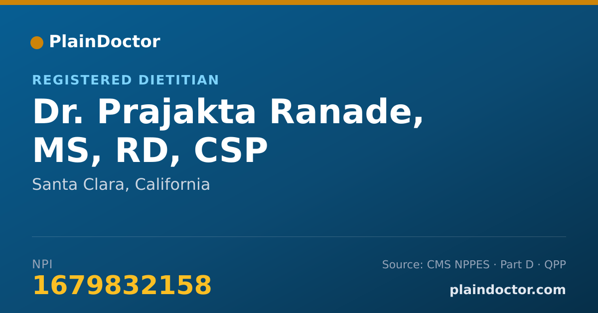 Shareable card for Prajakta Ranade, MS, RD, CSP - Registered Dietitian, Santa Clara, CA