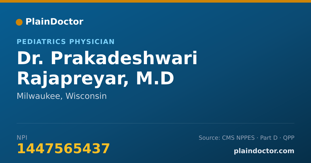 Shareable card for Prakadeshwari Rajapreyar, M.D - Pediatrics Physician, Milwaukee, WI