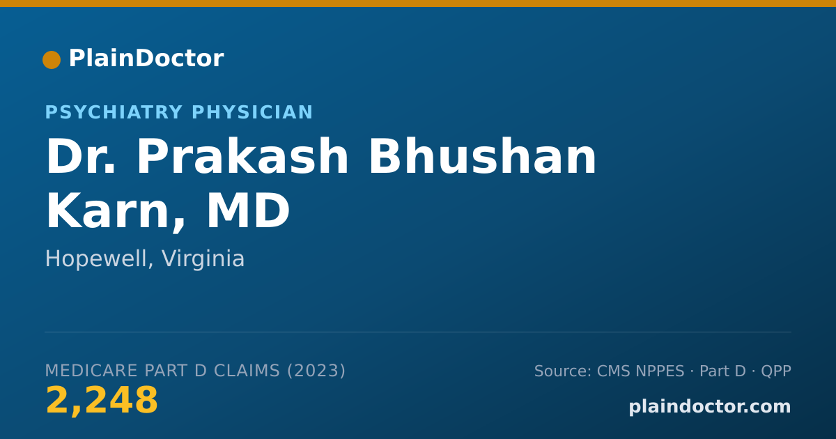 Shareable card for Prakash Bhushan Karn, MD - Psychiatry Physician, Hopewell, VA