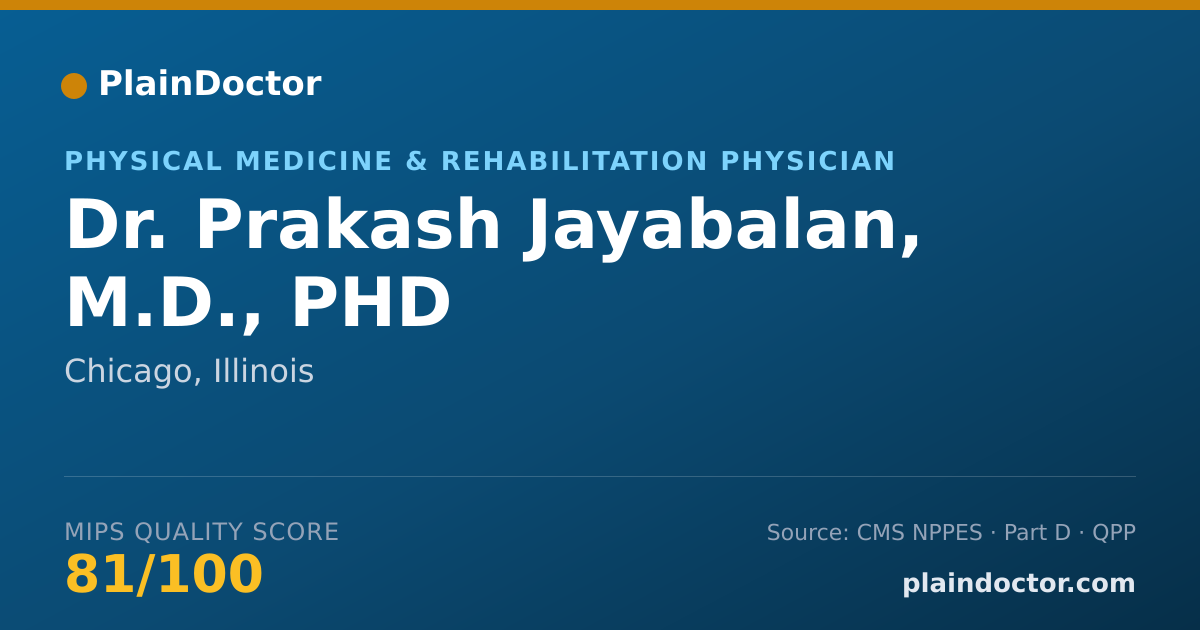 Shareable card for Prakash Jayabalan, M.D., PHD - Physical Medicine & Rehabilitation Physician, Chicago, IL