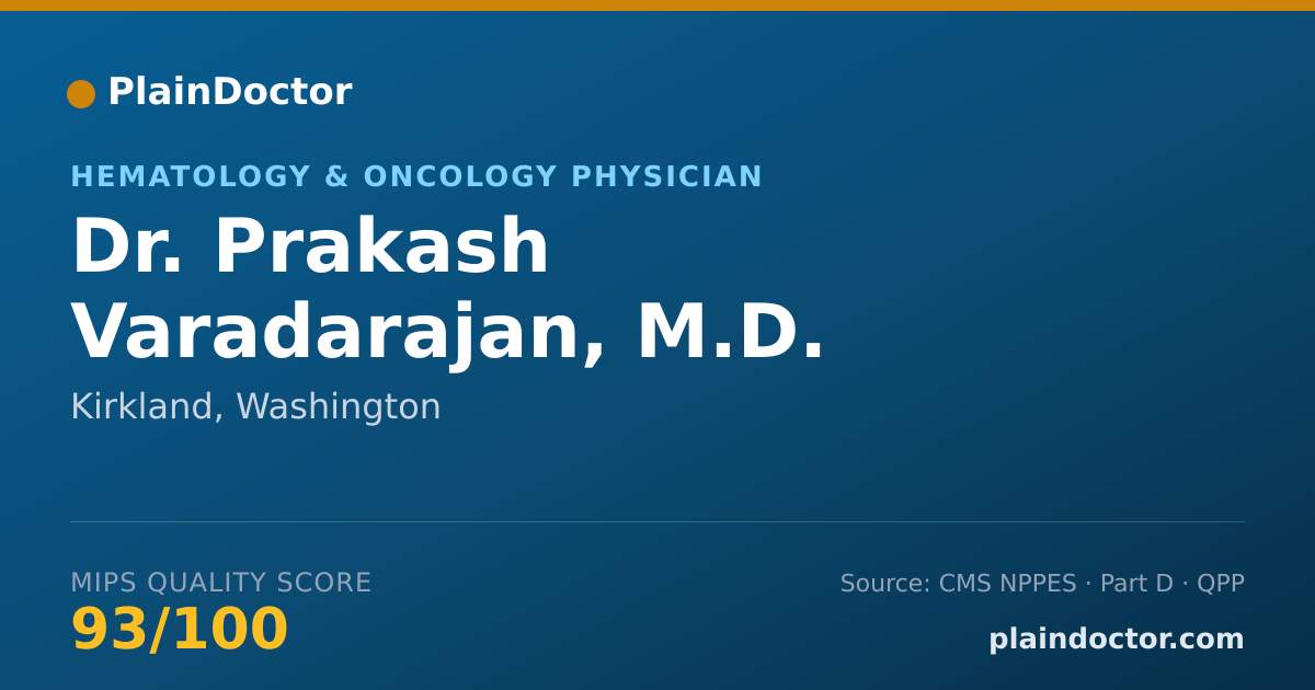 Shareable card for Prakash Varadarajan, M.D. - Hematology & Oncology Physician, Kirkland, WA