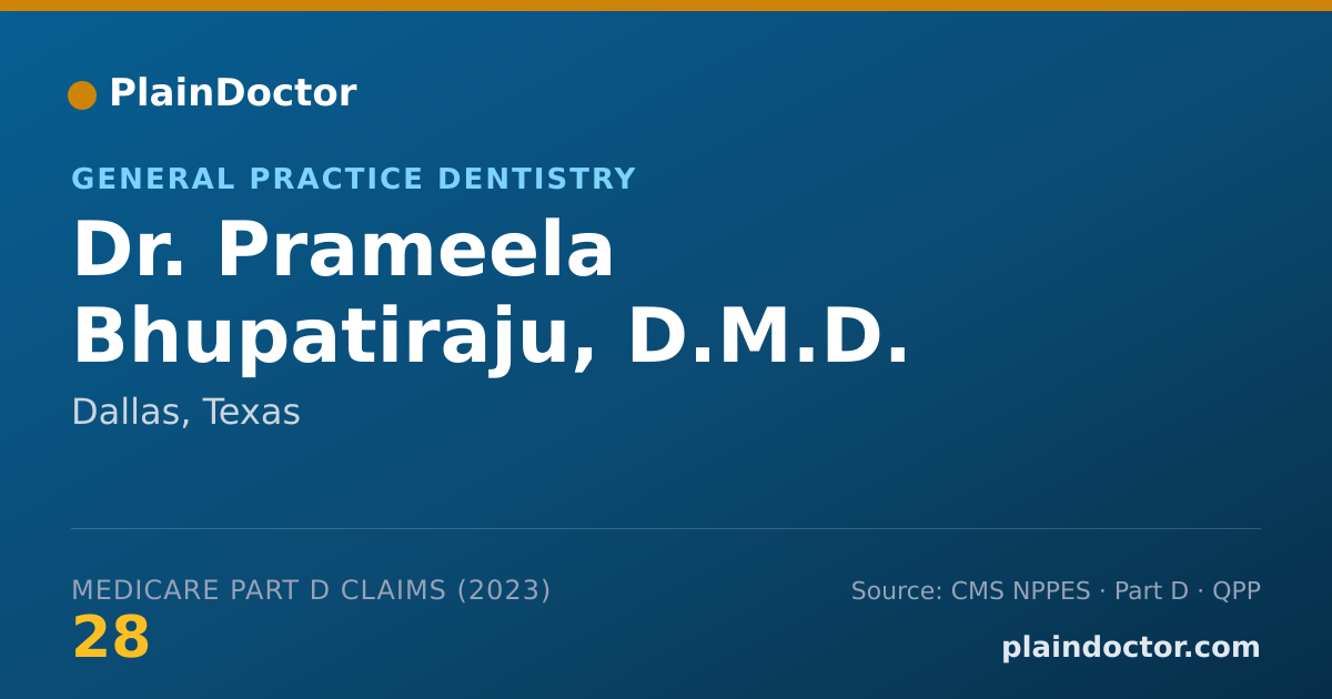 Shareable card for Prameela Bhupatiraju, D.M.D. - General Practice Dentistry, Dallas, TX