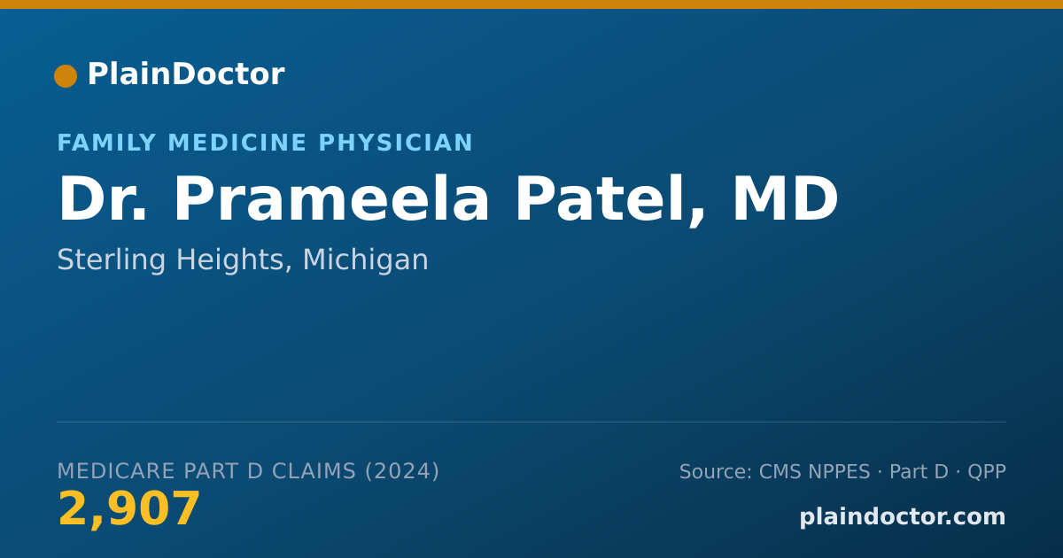 Shareable card for Prameela Patel, MD - Family Medicine Physician, Sterling Heights, MI