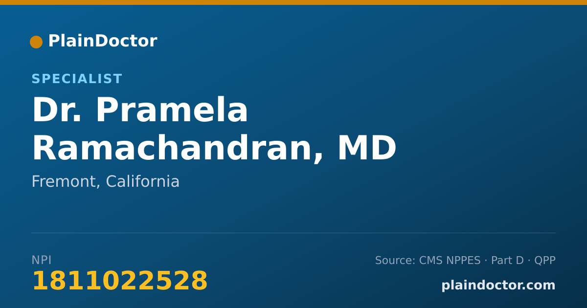 Shareable card for Pramela Ramachandran, MD - Specialist, Fremont, CA