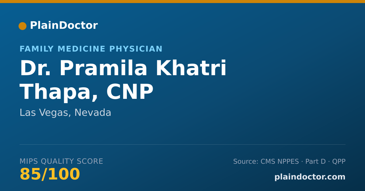 Shareable card for Pramila Khatri Thapa, CNP - Family Medicine Physician, Las Vegas, NV