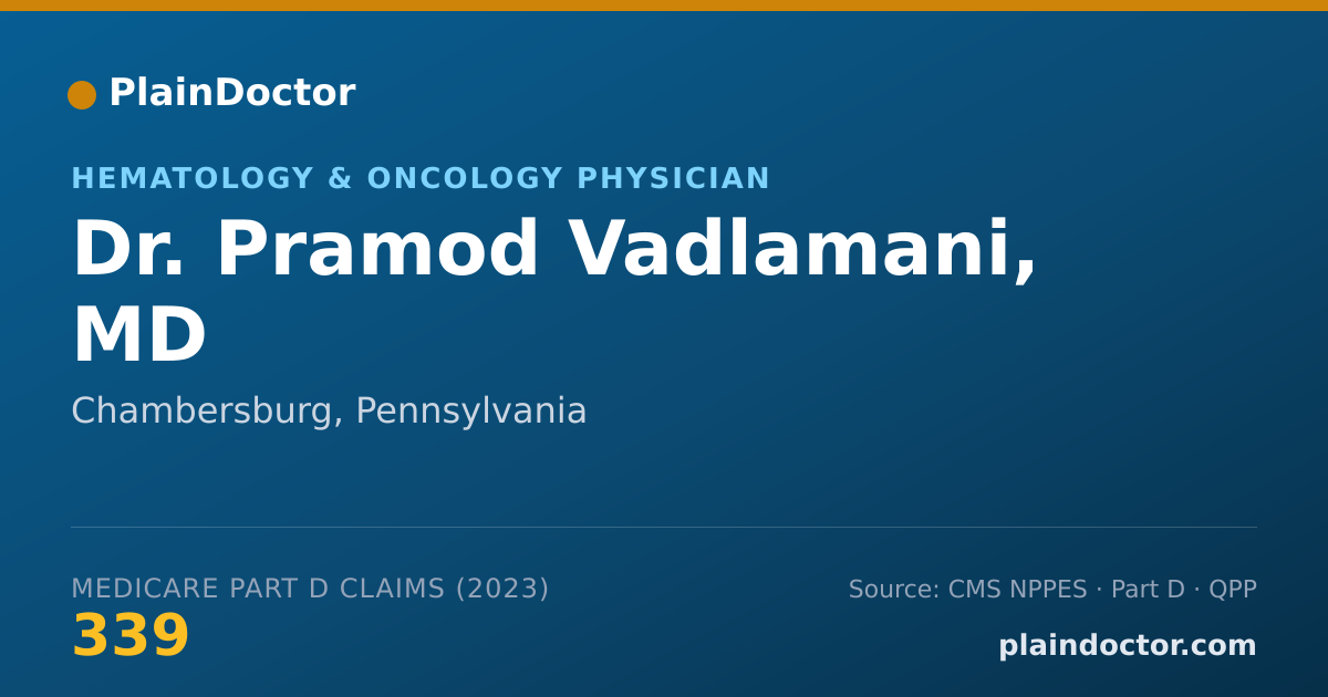 Shareable card for Pramod Vadlamani, MD - Hematology & Oncology Physician, Chambersburg, PA