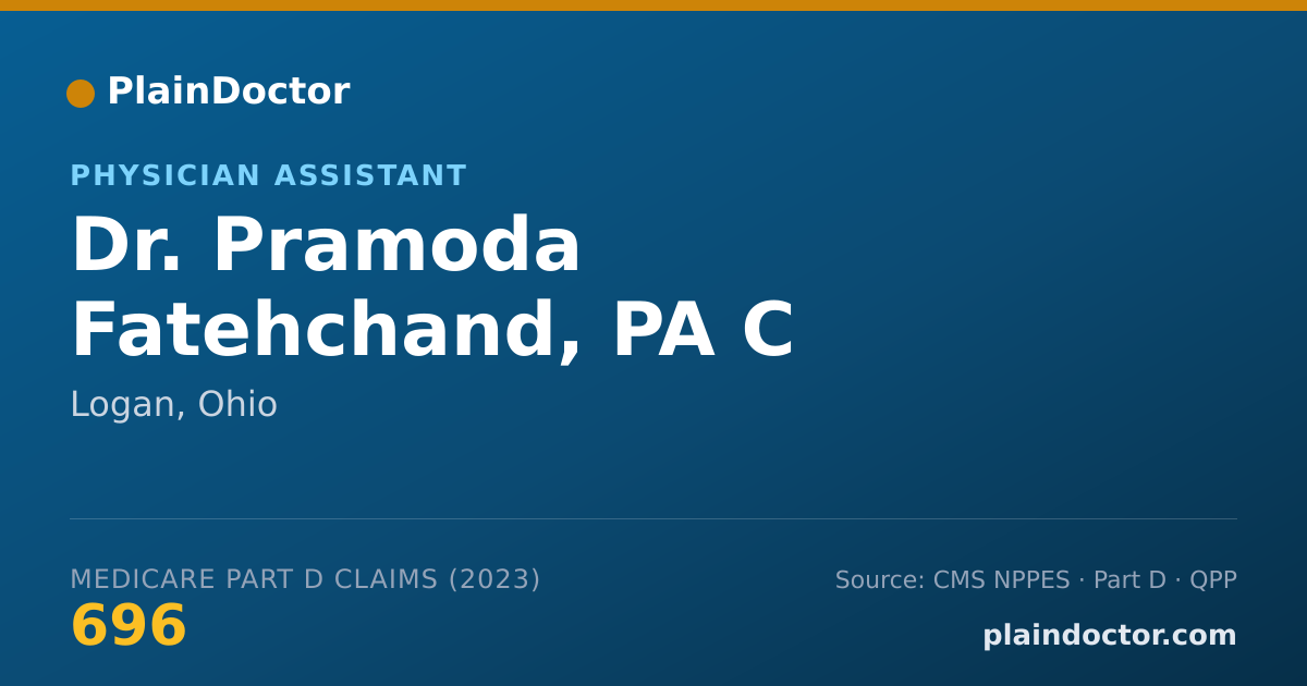 Shareable card for Pramoda Fatehchand, PA C - Physician Assistant, Logan, OH