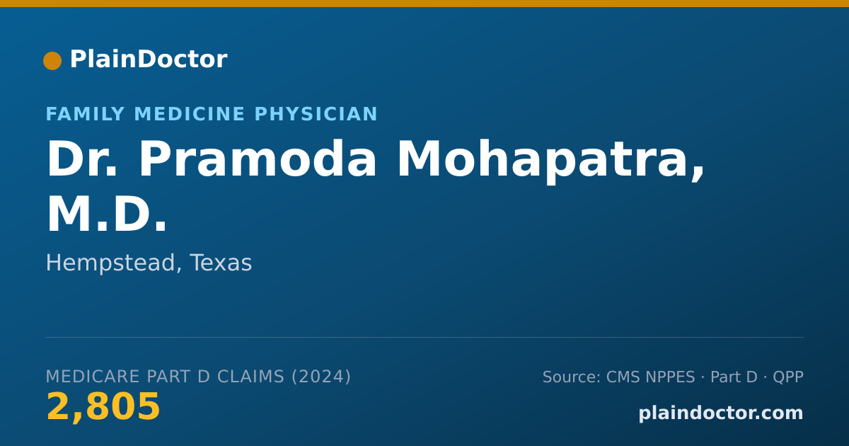 Shareable card for Pramoda Mohapatra, M.D. - Family Medicine Physician, Hempstead, TX