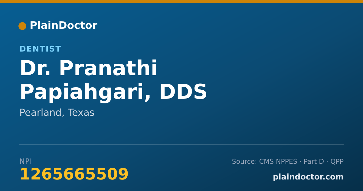 Shareable card for Pranathi Papiahgari, DDS - Dentist, Pearland, TX