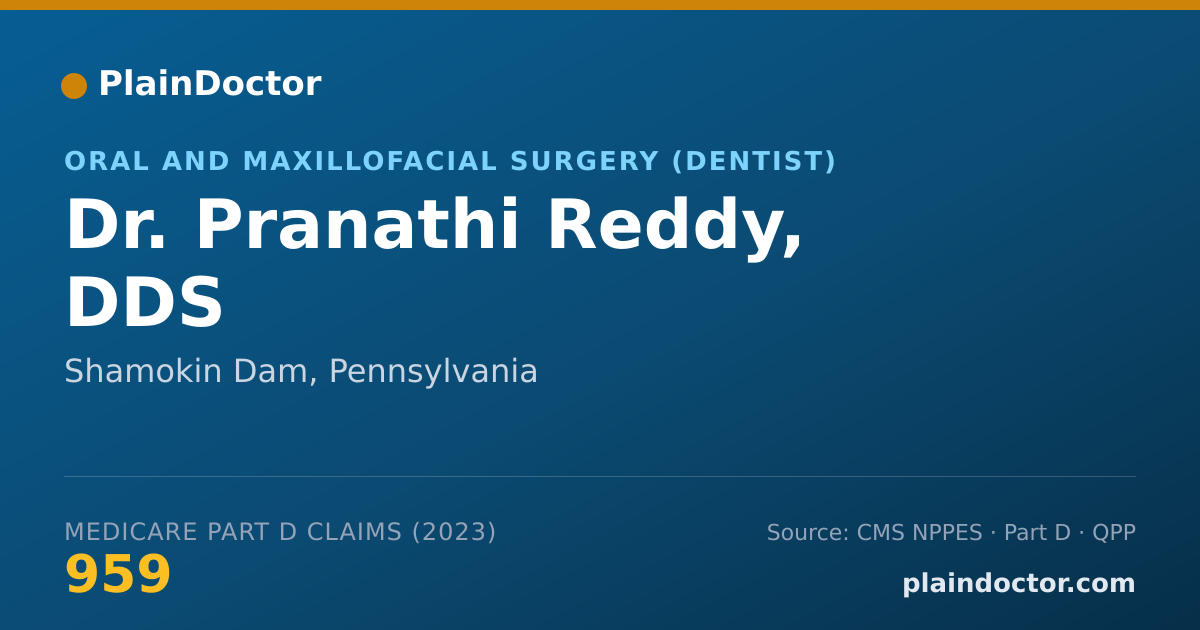 Shareable card for Pranathi Reddy, DDS - Oral and Maxillofacial Surgery (Dentist), Shamokin Dam, PA