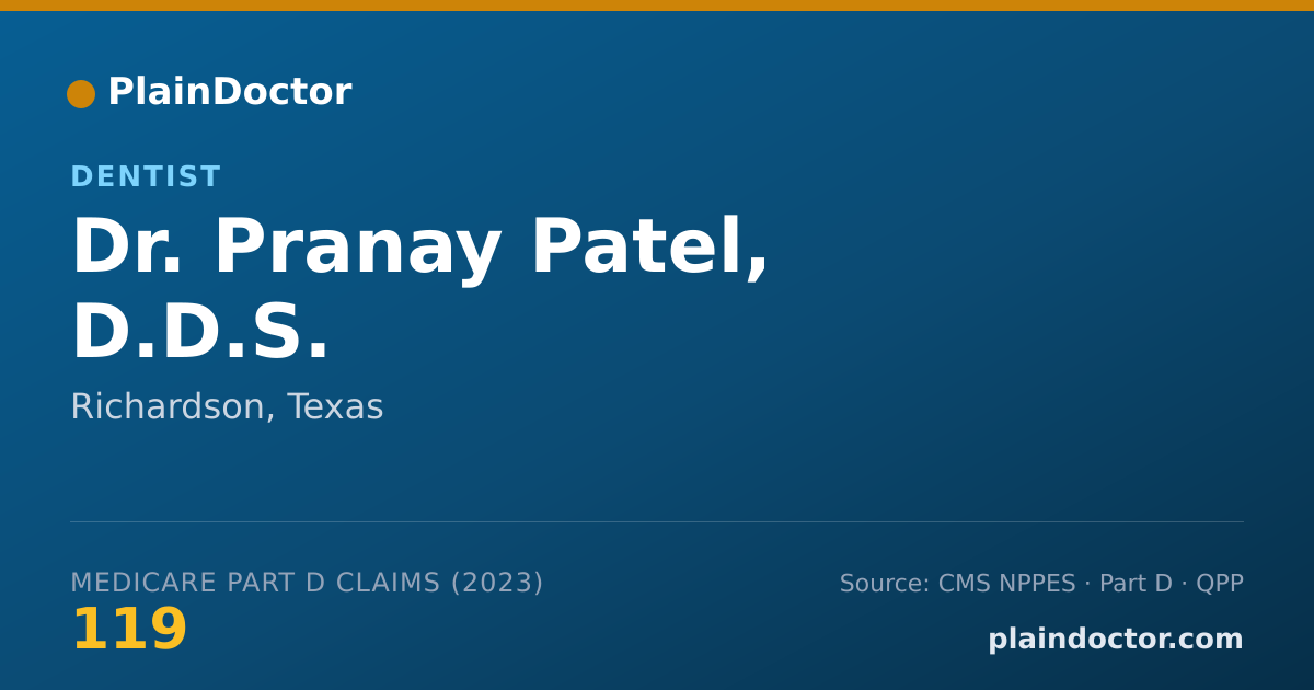 Shareable card for Pranay Patel, D.D.S. - Dentist, Richardson, TX