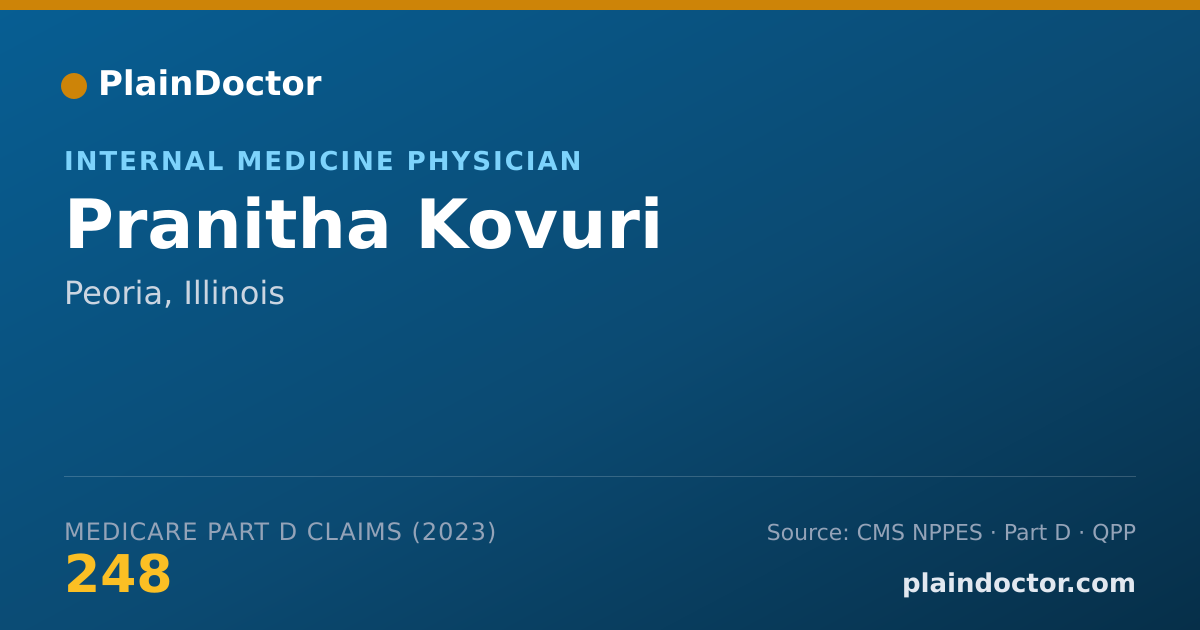 Shareable card for Pranitha Kovuri - Internal Medicine Physician, Peoria, IL