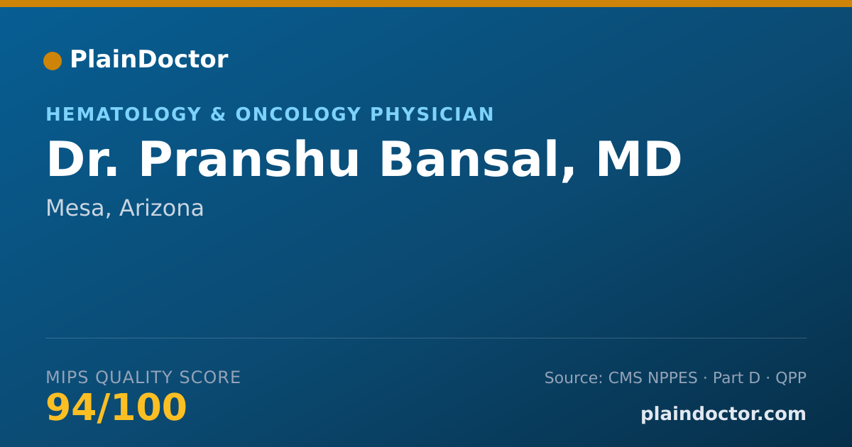 Shareable card for Pranshu Bansal, MD - Hematology & Oncology Physician, Mesa, AZ