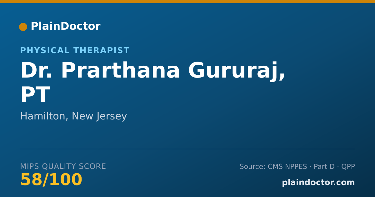 Shareable card for Prarthana Gururaj, PT - Physical Therapist, Hamilton, NJ