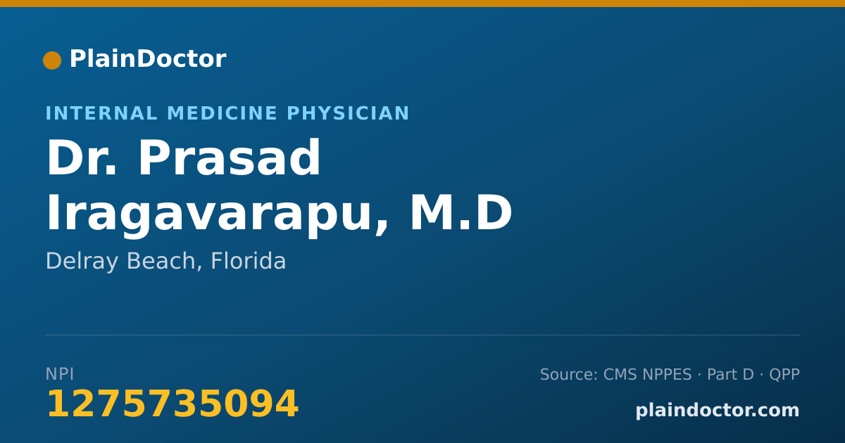 Shareable card for Prasad Iragavarapu, M.D - Internal Medicine Physician, Delray Beach, FL