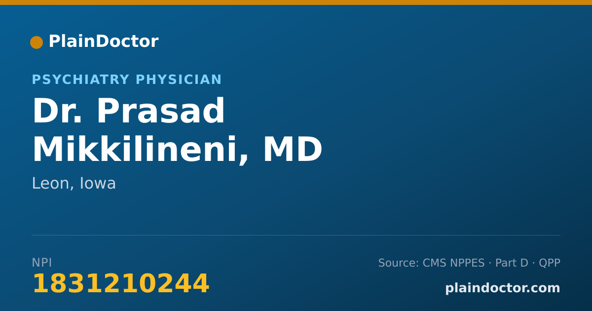 Shareable card for Prasad Mikkilineni, MD - Psychiatry Physician, Leon, IA