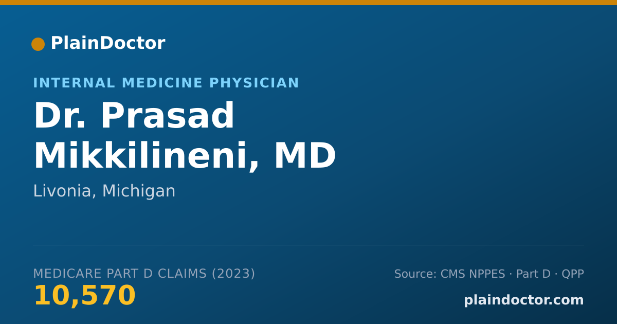 Shareable card for Prasad Mikkilineni, MD - Internal Medicine Physician, Livonia, MI