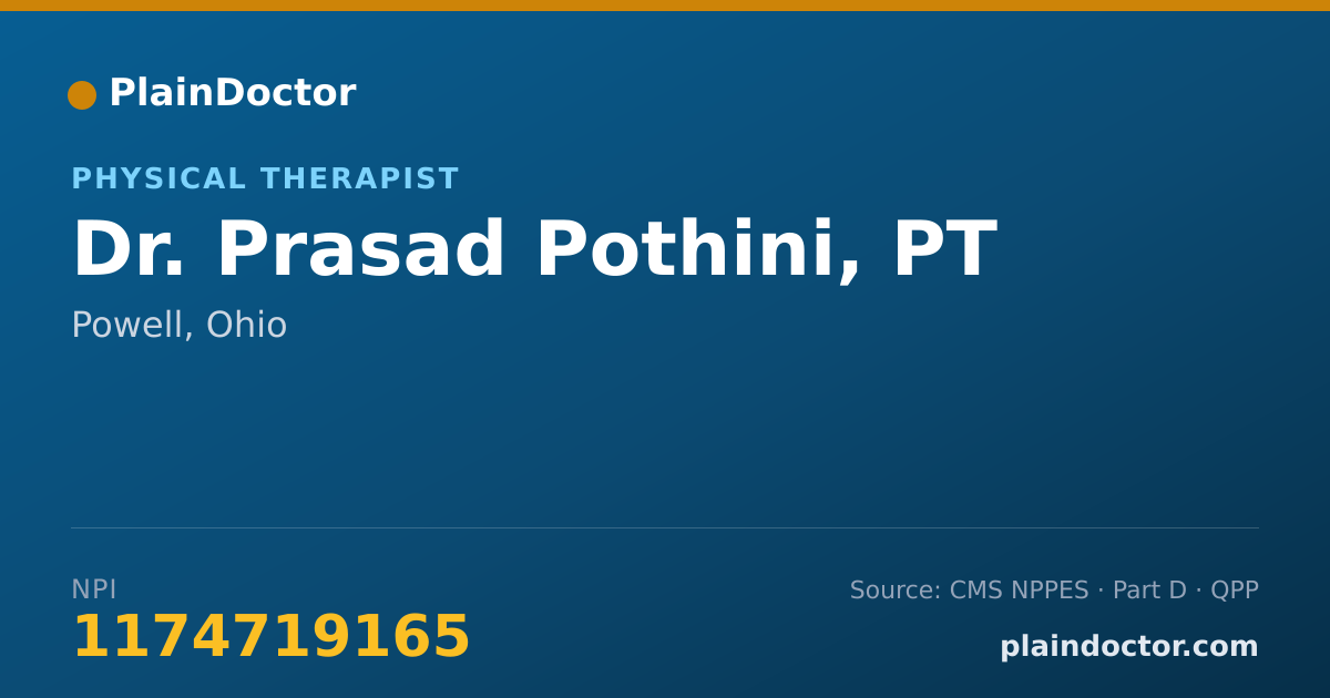 Shareable card for Prasad Pothini, PT - Physical Therapist, Powell, OH
