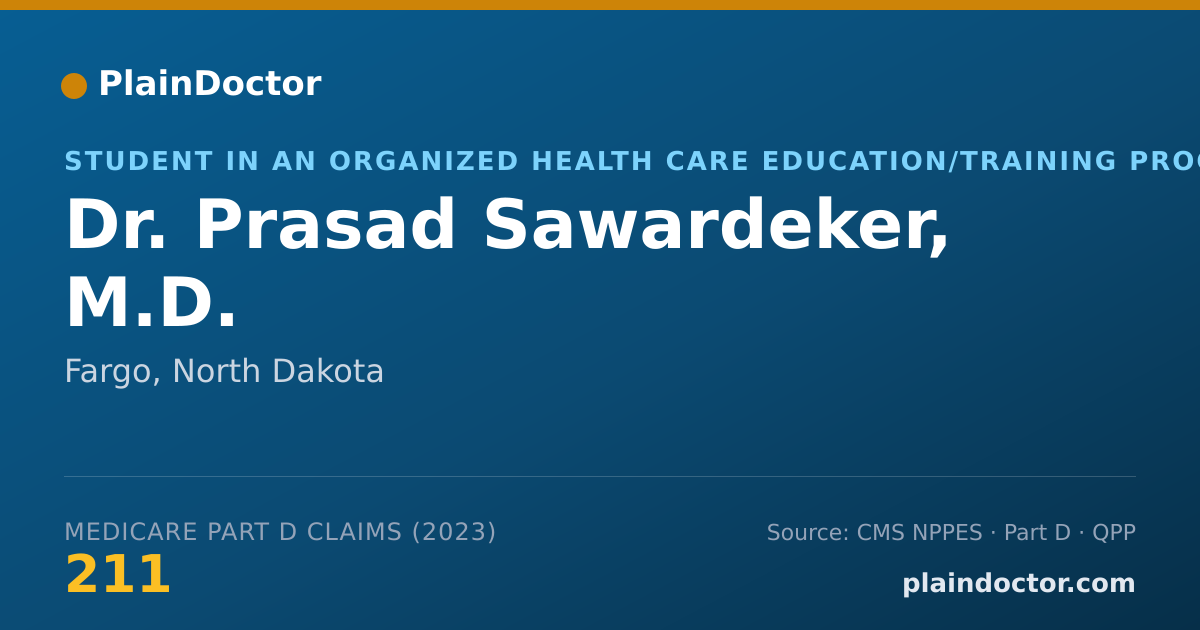 Shareable card for Prasad Sawardeker, M.D. - Student in an Organized Health Care Education/Training Program, Fargo, ND
