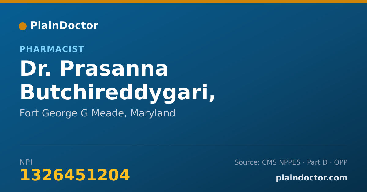 Shareable card for Prasanna Butchireddygari, CLINICAL PHARMACIST - Pharmacist, Fort George G Meade, MD