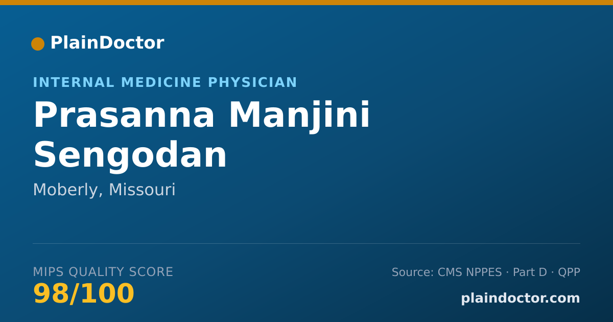Shareable card for Prasanna Manjini Sengodan - Internal Medicine Physician, Moberly, MO