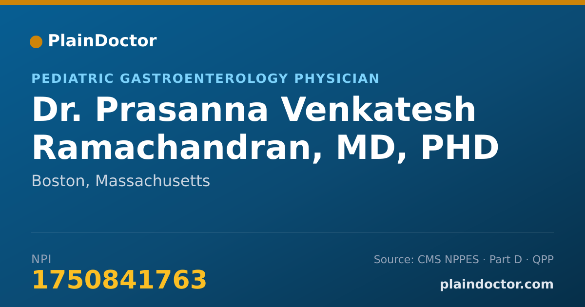 Shareable card for Prasanna Venkatesh Ramachandran, MD, PHD - Pediatric Gastroenterology Physician, Boston, MA