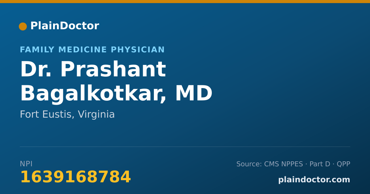 Shareable card for Prashant Bagalkotkar, MD - Family Medicine Physician, Fort Eustis, VA