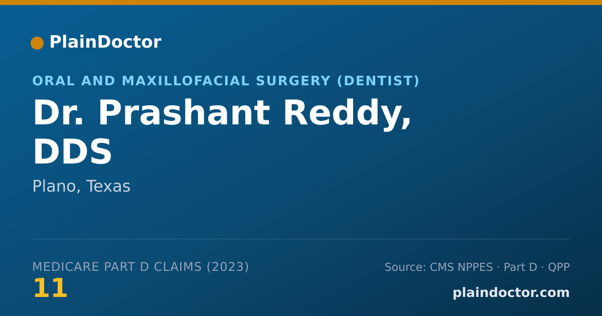 Shareable card for Prashant Reddy, DDS - Oral and Maxillofacial Surgery (Dentist), Plano, TX