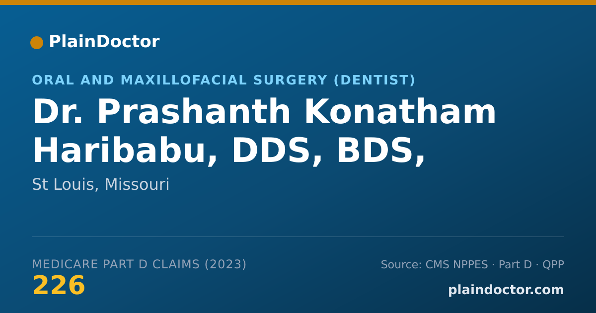 Shareable card for Prashanth Konatham Haribabu, DDS, BDS, MDS, MSD - Oral and Maxillofacial Surgery (Dentist), St Louis, MO