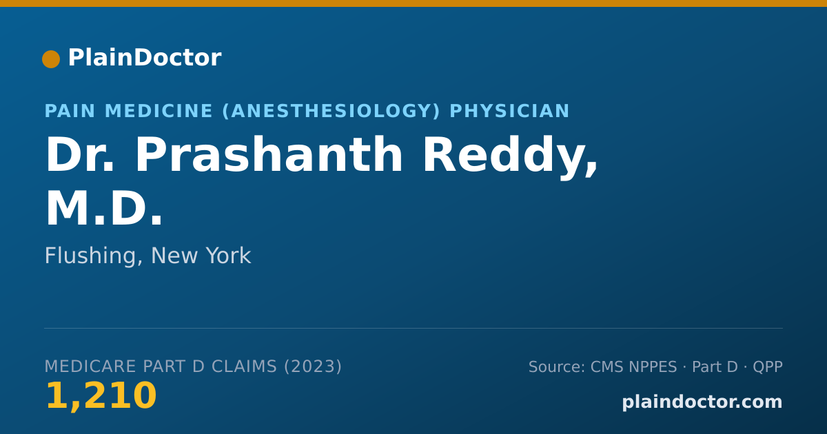 Shareable card for Prashanth Reddy, M.D. - Pain Medicine (Anesthesiology) Physician, Flushing, NY