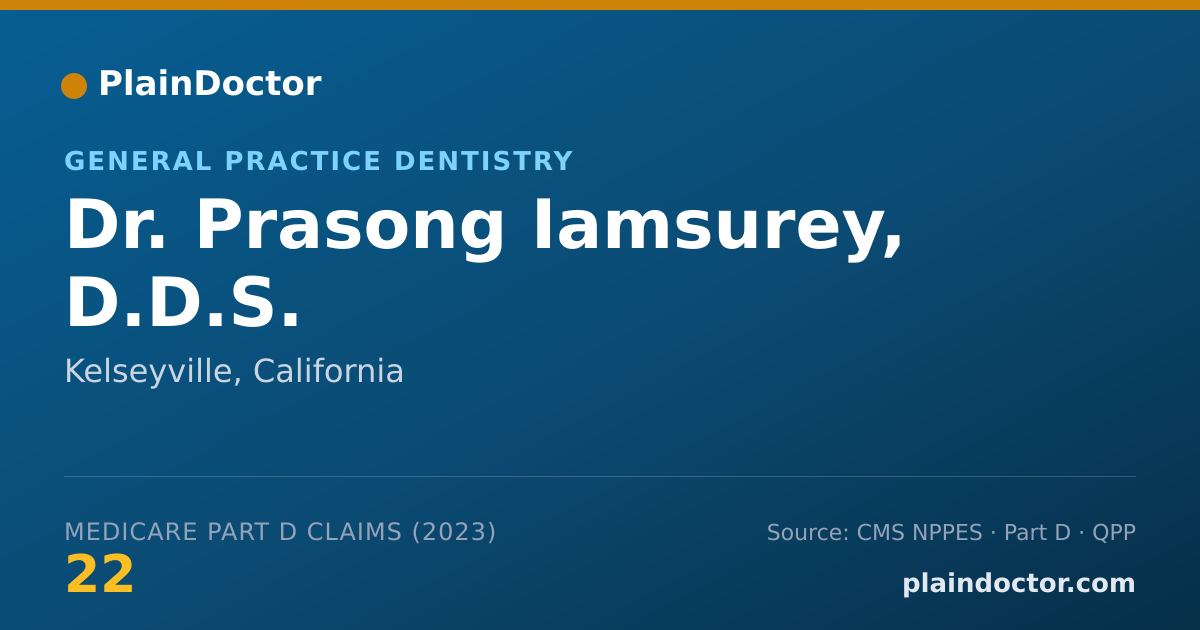 Shareable card for Prasong Iamsurey, D.D.S. - General Practice Dentistry, Kelseyville, CA
