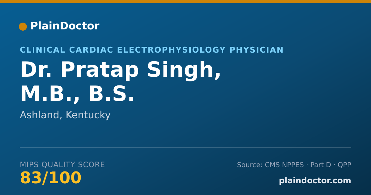 Shareable card for Pratap Singh, M.B., B.S. - Clinical Cardiac Electrophysiology Physician, Ashland, KY