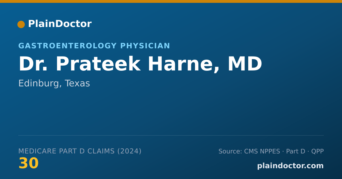 Shareable card for Prateek Harne, MD - Gastroenterology Physician, Edinburg, TX