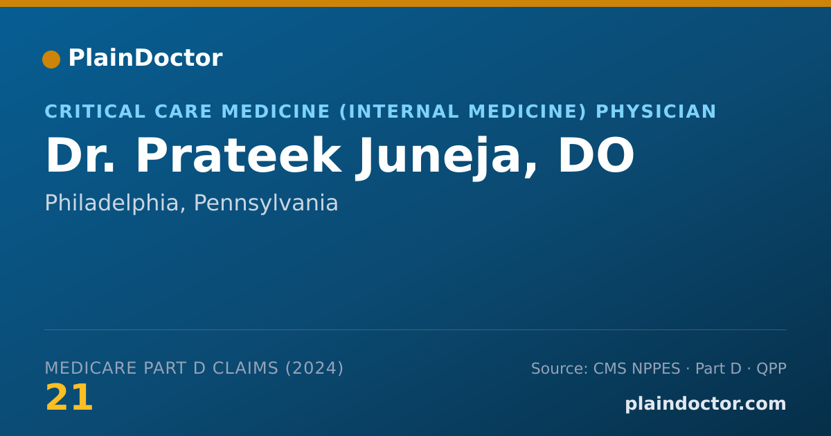 Shareable card for Prateek Juneja, DO - Critical Care Medicine (Internal Medicine) Physician, Philadelphia, PA