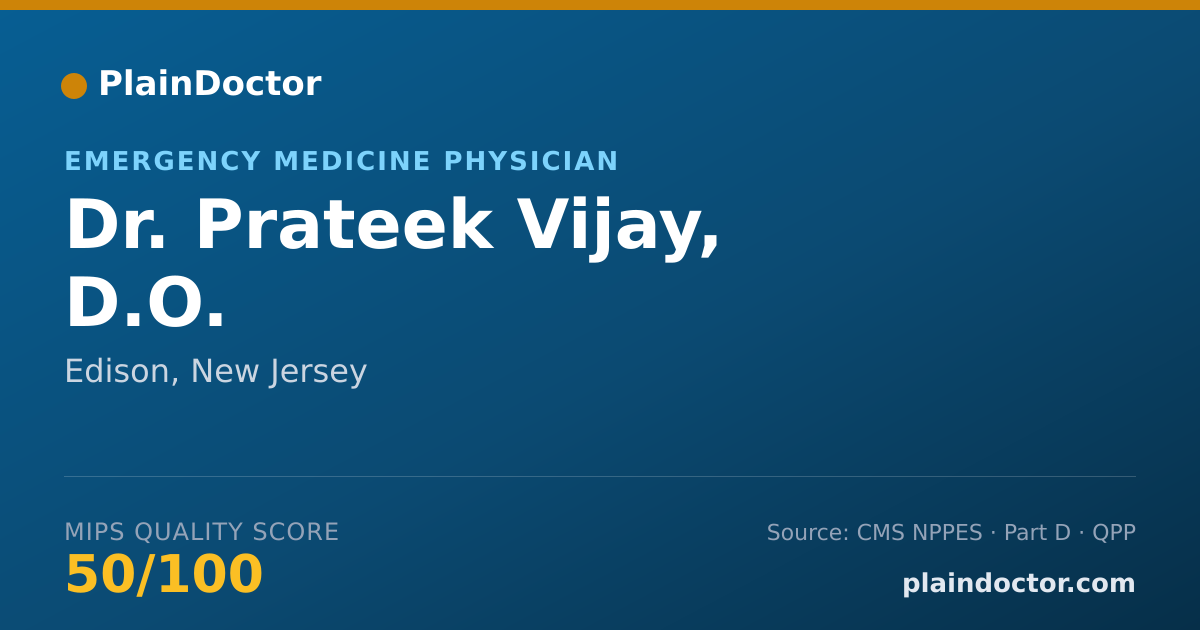 Shareable card for Prateek Vijay, D.O. - Emergency Medicine Physician, Edison, NJ