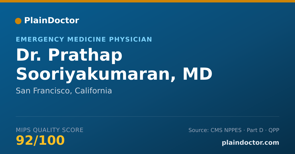 Shareable card for Prathap Sooriyakumaran, MD - Emergency Medicine Physician, San Francisco, CA