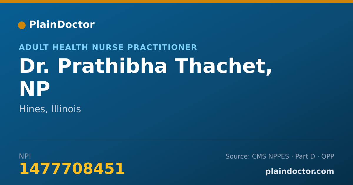 Shareable card for Prathibha Thachet, NP - Adult Health Nurse Practitioner, Hines, IL