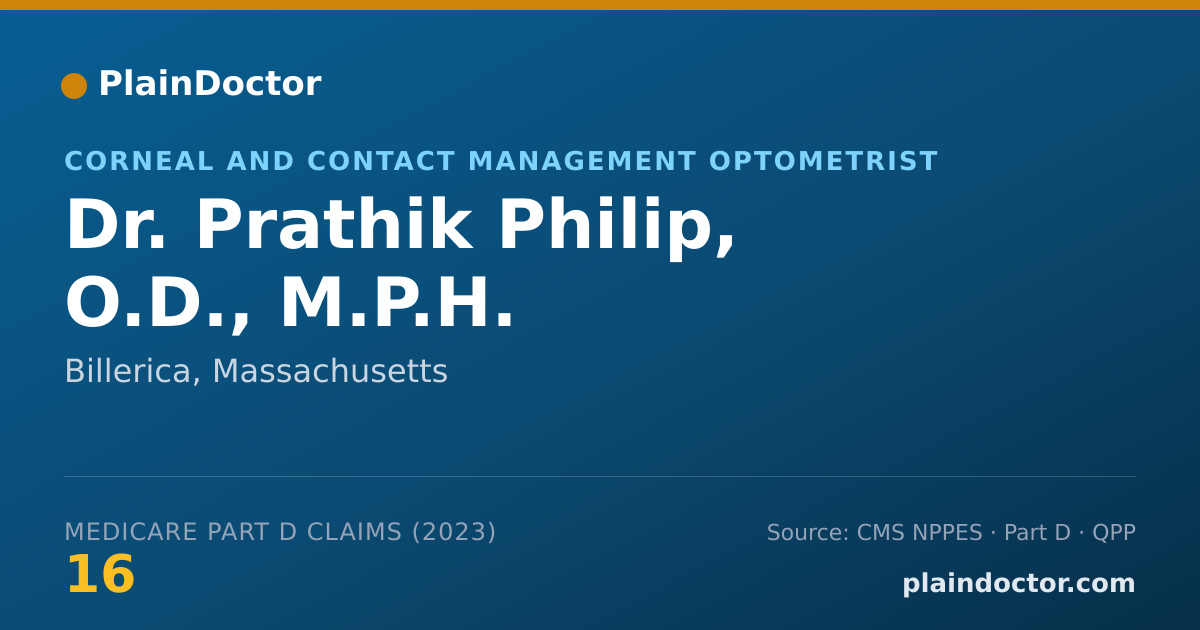 Shareable card for Prathik Philip, O.D., M.P.H. - Corneal and Contact Management Optometrist, Billerica, MA