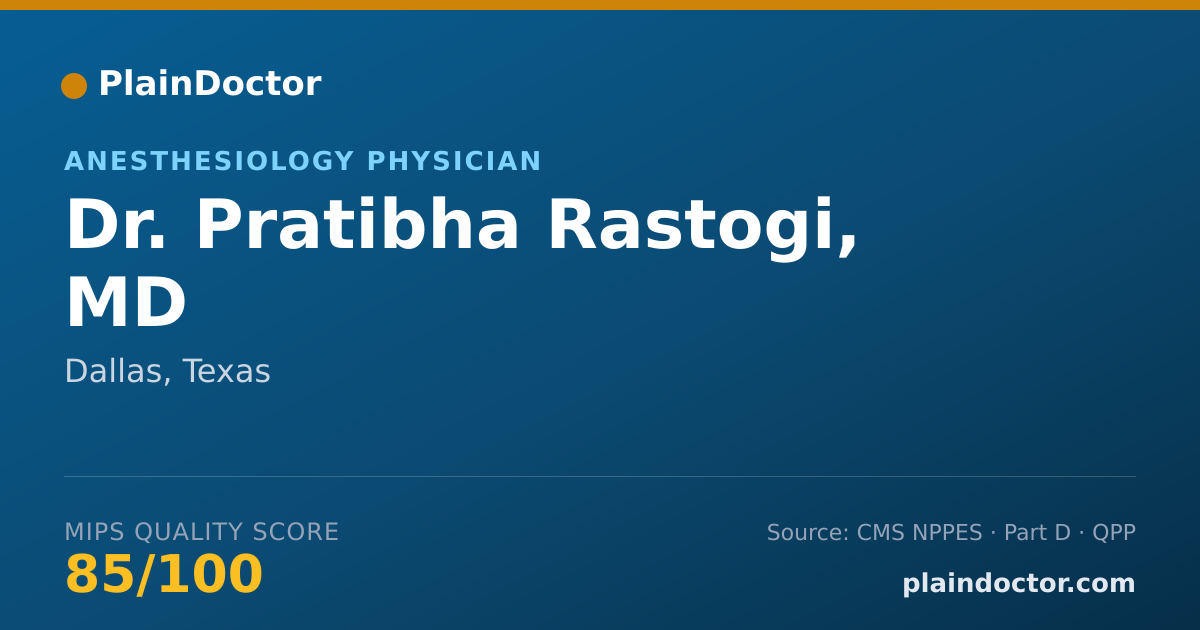 Shareable card for Pratibha Rastogi, MD - Anesthesiology Physician, Dallas, TX