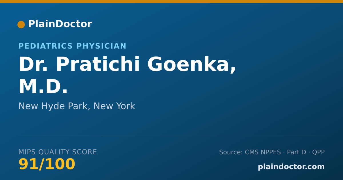 Shareable card for Pratichi Goenka, M.D. - Pediatrics Physician, New Hyde Park, NY